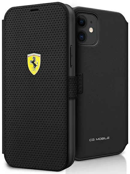 Levně Kryt Ferrari FESPEFLBKP12SBK iPhone 12 mini 5,4" black book On Track Perforated (FESPEFLBKP12SBK)