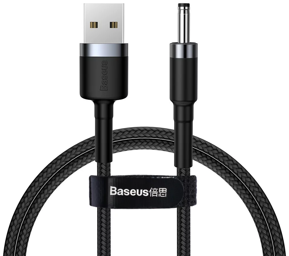 Levně Kabel Baseus Cafule Cable USB to DC 3.5mm 2A 1m Gray+Black