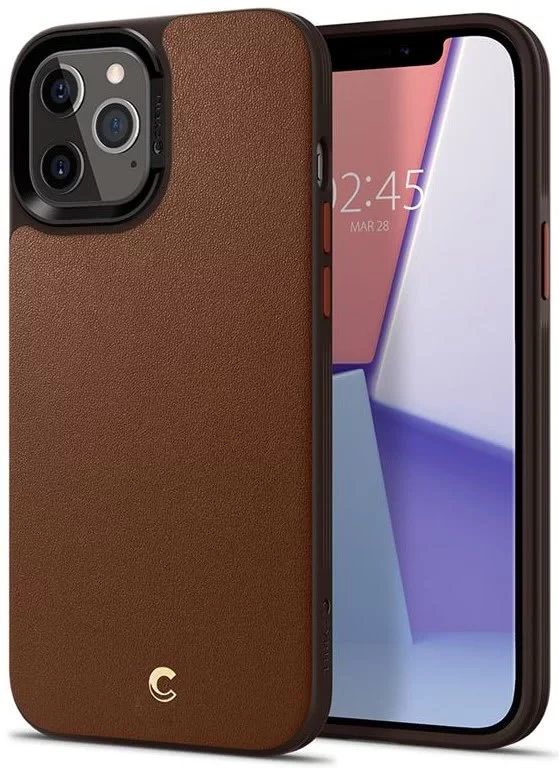 Levně Kryt Spigen Leather Brick, brown - iPhone 12 Pro Max (ACS01649)
