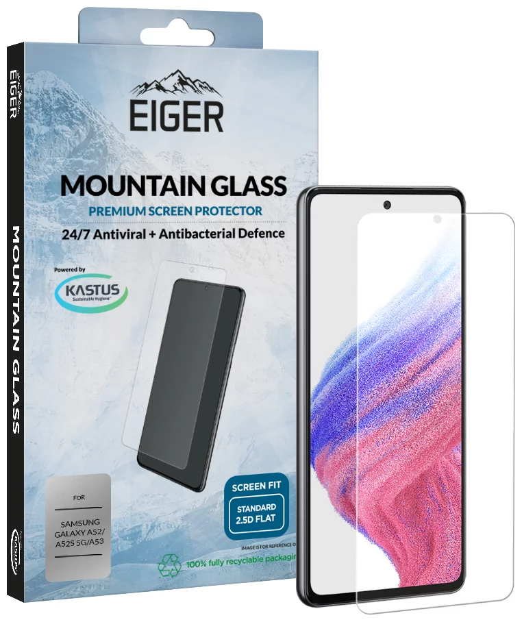 Ochranné sklo Eiger GLASS Tempered Glass Screen Protector for Samsung Galaxy A52 in Clear (EGSP00689)