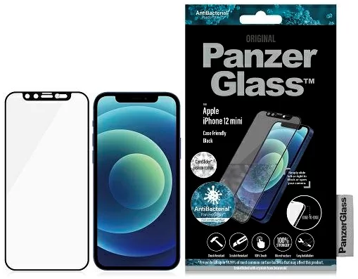 Levně Ochranné sklo PanzerGlass E2E Microfracture iPhone 12 Mini 5,4" CamSlider Swarovsky Case Friendly AntiBacterial black (2716)