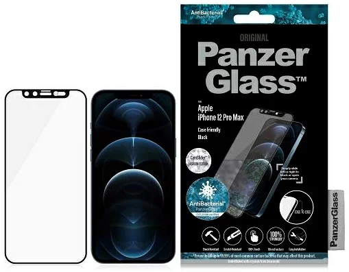 Levně Ochranné sklo PanzerGlass E2E Microfracture iPhone 12 Pro Max 6,7" CamSlider Swarovsky Case Friendly AntiBacterial black (2718)