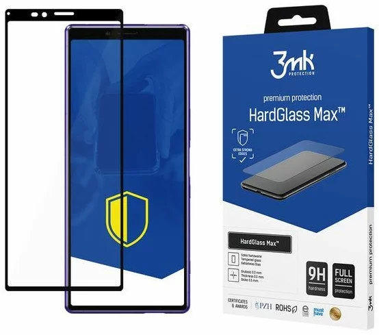 Ochranné sklo 3MK HardGlass Max Sony Xperia 1 black, FullScreen Glass  (5903108149129)