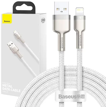Baseus USB Lightning kábel Cafule, 2,4A, 2m (fehér) (6953156202290)