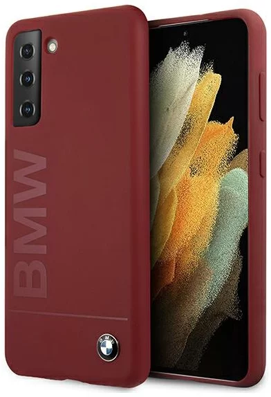 Kryt na mobil Samsung Galaxy S21 5G BMW Silicone Signature Logo červený