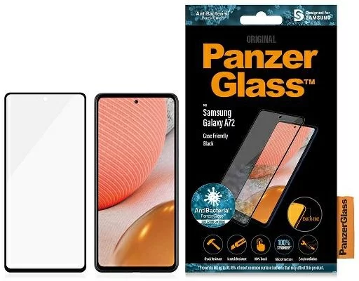 Levně Ochranné sklo PanzerGlass E2E Microfracture Samsung A72 Case Friendly AntiBacterial black (PRO7255)