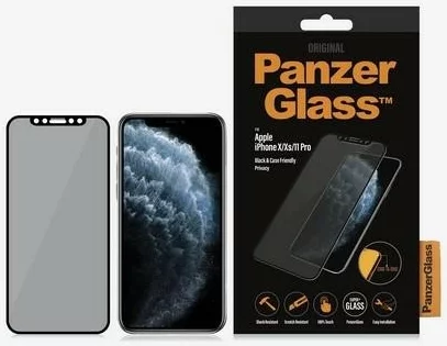 Levně Ochranné sklo PanzerGlass E2E Super+ iPhone X/XS /11 Pro Case Friendly Privacy black (P2664)
