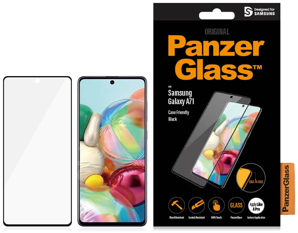 Levně Ochranné sklo PanzerGlass Pro E2E Regular Samsung A71 A715 Case Friendly black (PRO7212)