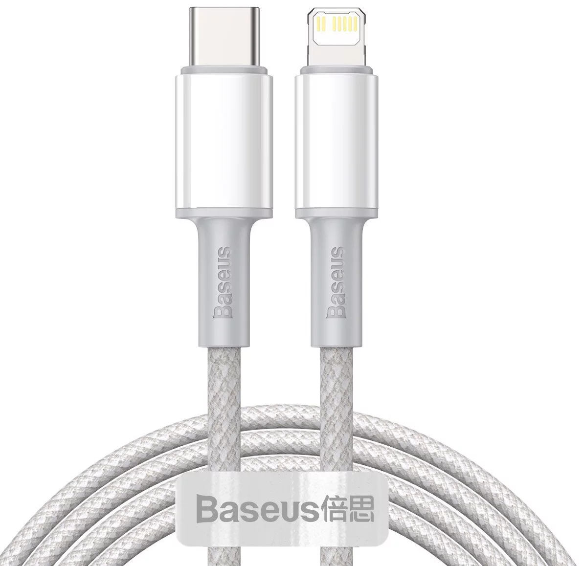 Kábel USB-C to Lightning Baseus High Density Braided Cable, 20W, PD, 2m (white)