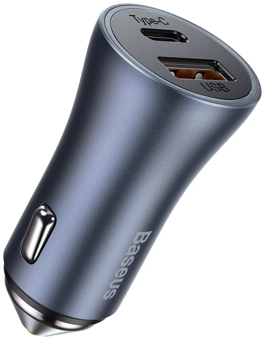 Nabíječka do auta Baseus Golden Contactor Pro car charger, USB + USB-C, QC4.0+, PD, SCP, 40W (gray) (6953156201934)