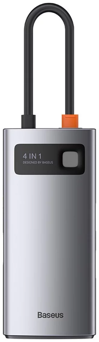 Hub 4in1 Baseus Metal Gleam Series, USB-C to USB 3.0 + USB 2.0 + HDMI + USB-C PD (6953156204621)