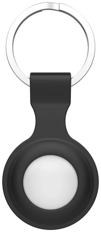 Szilikon védőtok és rögzítő kulcstartó Apple AirTag nyomkövetőhöz - fekete (ECO csomagolás)
