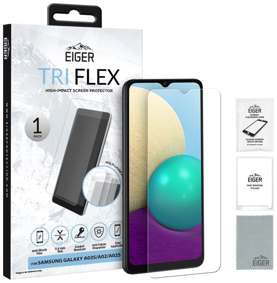 E-shop Ochranná fólia Eiger Tri Flex High-Impact Film Screen Protector (2 Pack) for Samsung Galaxy A02/A02s (EGSP00749)