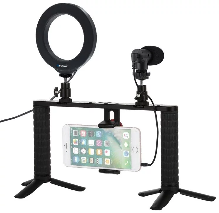 Puluz Vlog platform with LED lamp and microphone Smartphone 
