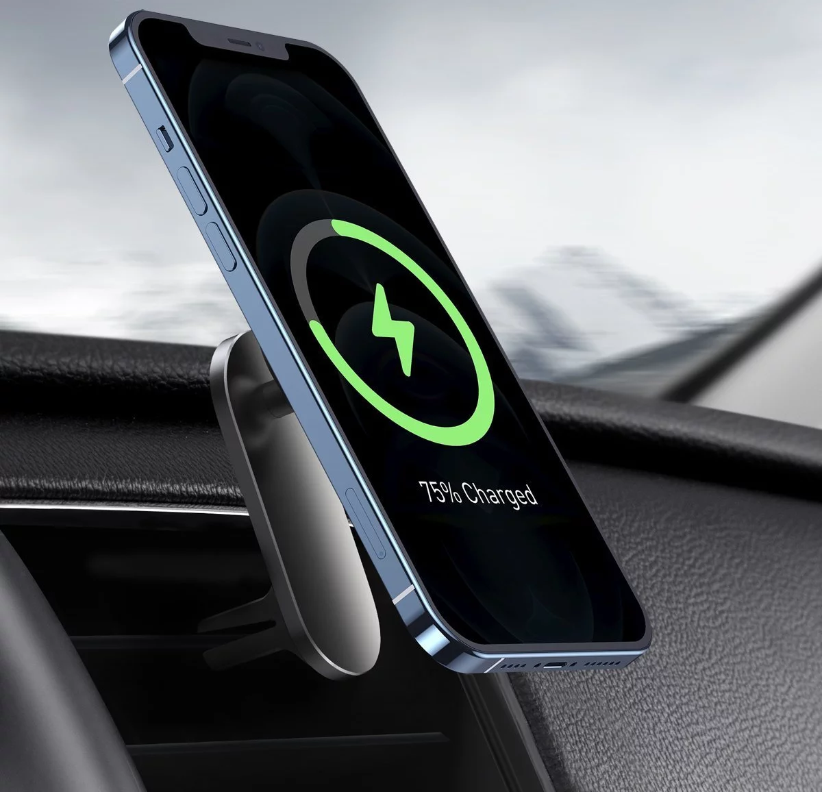 CELLY MagSafe Autohalterung mit kabellosem Laden 15W kabelloses Handy-Ladegerät  Apple, Schwarz