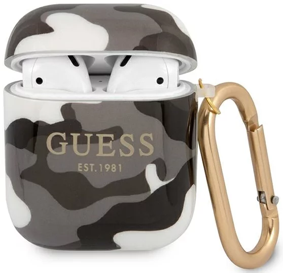 Levně Guess GUA2UCAMG AirPods cover black Camo Collection (GUA2UCAMG)