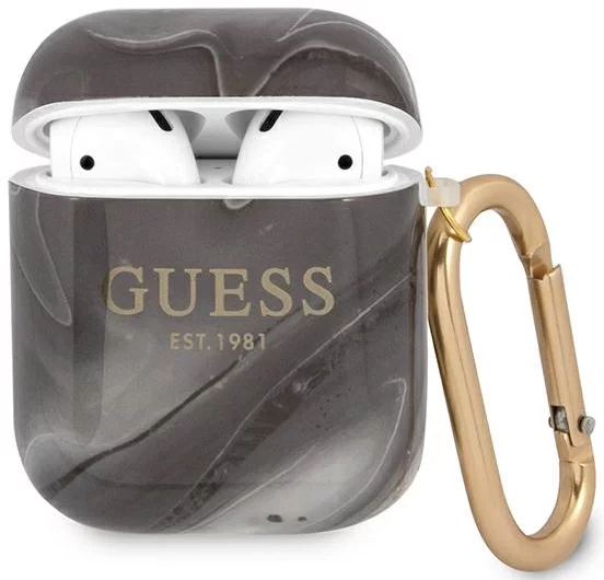 Levně Guess GUA2UNMK AirPods cover black Marble Collection (GUA2UNMK)