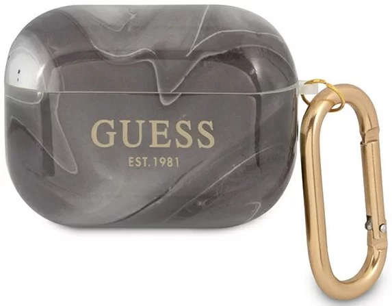 Levně Guess GUAPUNMK AirPods Pro cover black Marble Collection (GUAPUNMK)