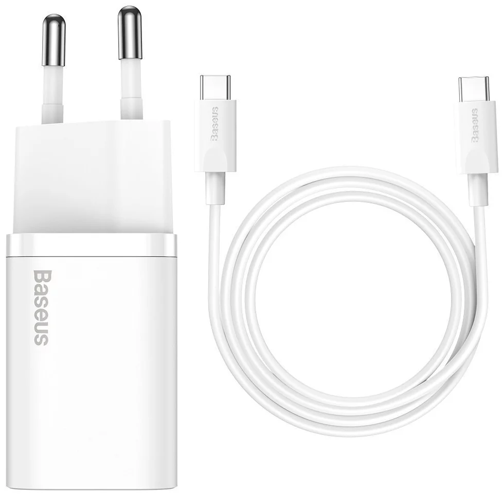 Nabíječka Baseus Super Si Quick Charger 1C 25W with USB-C cable for USB-C 1m (white)