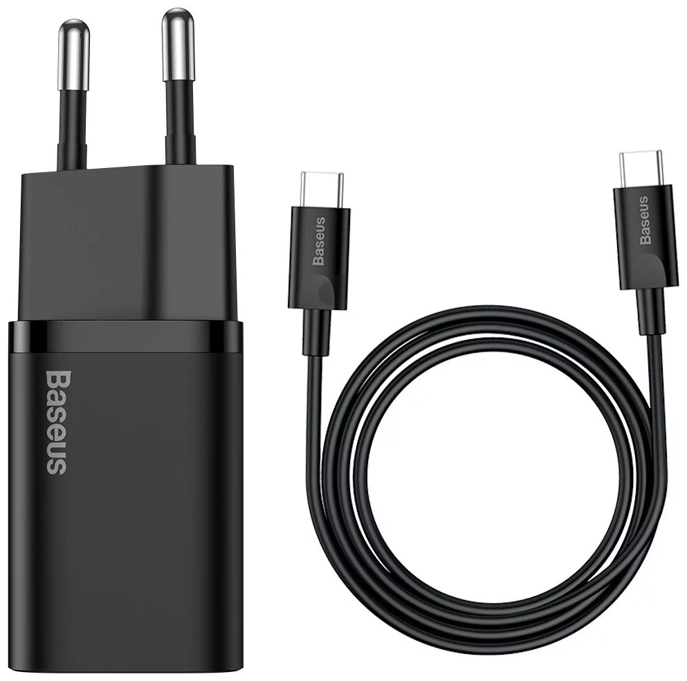 Nabíjačka Baseus Super Si Quick Charger 1C 25W with USB-C cable for USB-C 1m (black) (6953156206021)