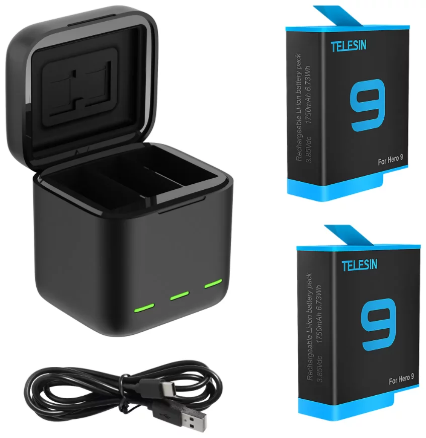 E-shop Nabíjačka Telesin 3-slot charger box for GoPro Hero 9 + 2 batteries (GP-BNC-901) (6972860171296)