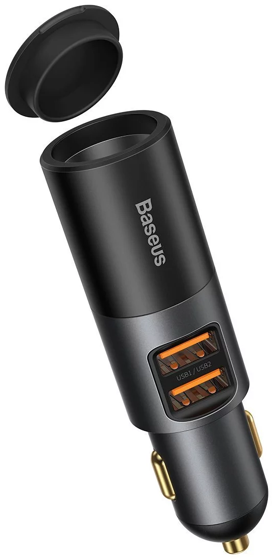 Nabíjačka do auta Baseus Share Together Fast Charge Car Charger with Cigarette Lighter Expansion Port, 2x USB, 120W (Gray) (6953156206700)