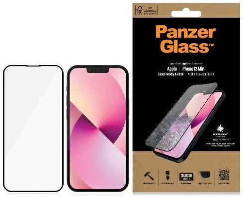 Levně Ochranné sklo PanzerGlass E2E Microfracture iPhone 13 Mini 5,4" Case Friendly AntiBacterial black Pro2744 (Pro2744)