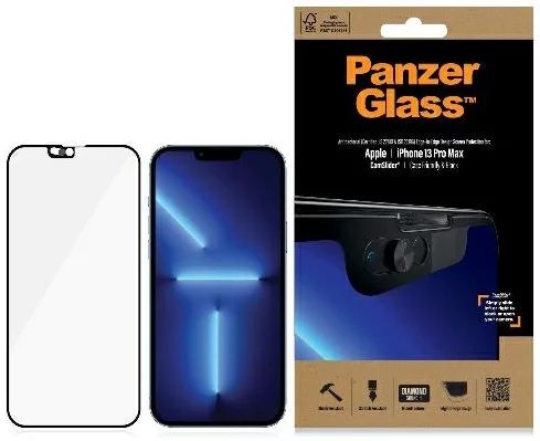 Levně Ochranné sklo PanzerGlass E2E Microfracture iPhone 13 Pro Max 6,7" CamSlider Case Friendly AntiBacterial black 2749 (2749)