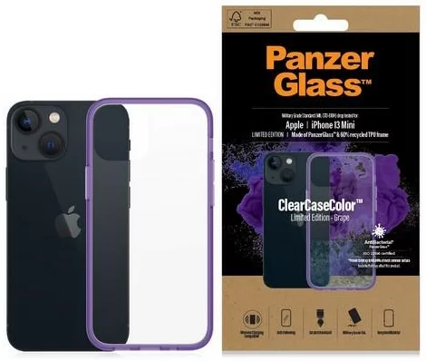 Levně Kryt PanzerGlass ClearCase iPhone 13 Mini 5.4" Antibacterial Military grade Grape 0327 (0327)