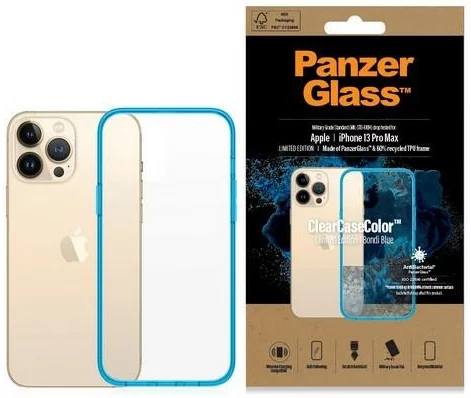 Levně Kryt PanzerGlass ClearCase iPhone 13 Pro Max 6.7" Antibacterial Military grade Bondi Blue 0341 (0341)