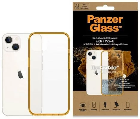 Levně Ochranné sklo PanzerGlass ClearCase iPhone 13 6.1" Antibacterial Military grade Tangerine 0333 (0333)