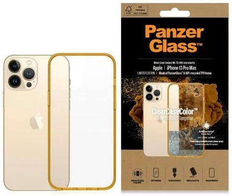 Levně Kryt PanzerGlass ClearCase iPhone 13 Pro Max 6.7" Antibacterial Military grade Tangerine 0343 (0343)