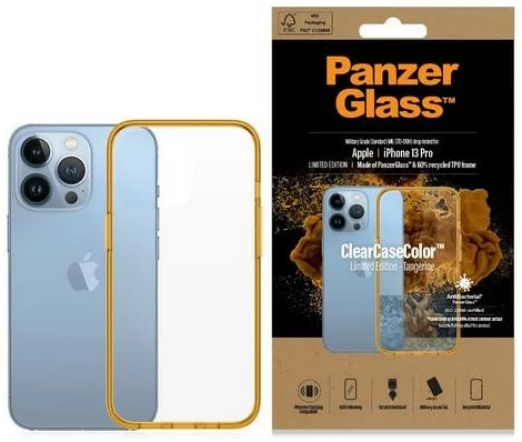 Levně Kryt PanzerGlass ClearCase iPhone 13 Pro 6.1" Antibacterial Military grade Tangerine 0338 (0338)