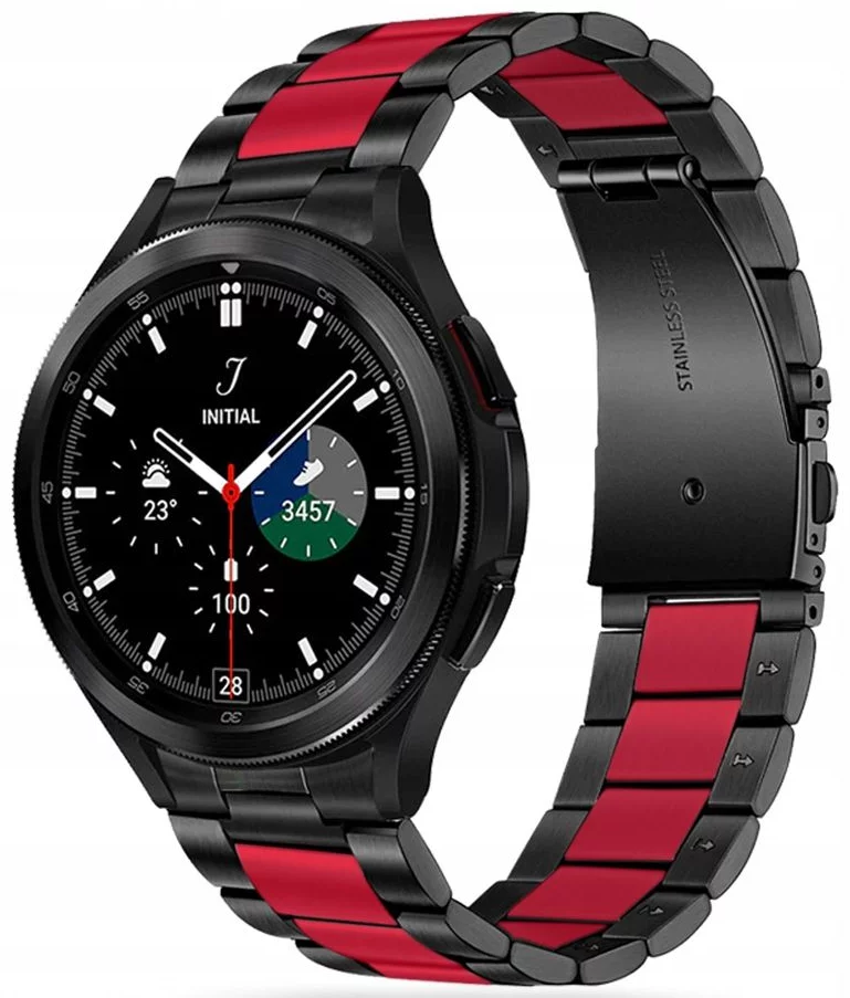 Remienok TECH-PROTECT STAINLESS SAMSUNG GALAXY WATCH 4 40 / 42 / 44 / 46 MM BLACK/RED