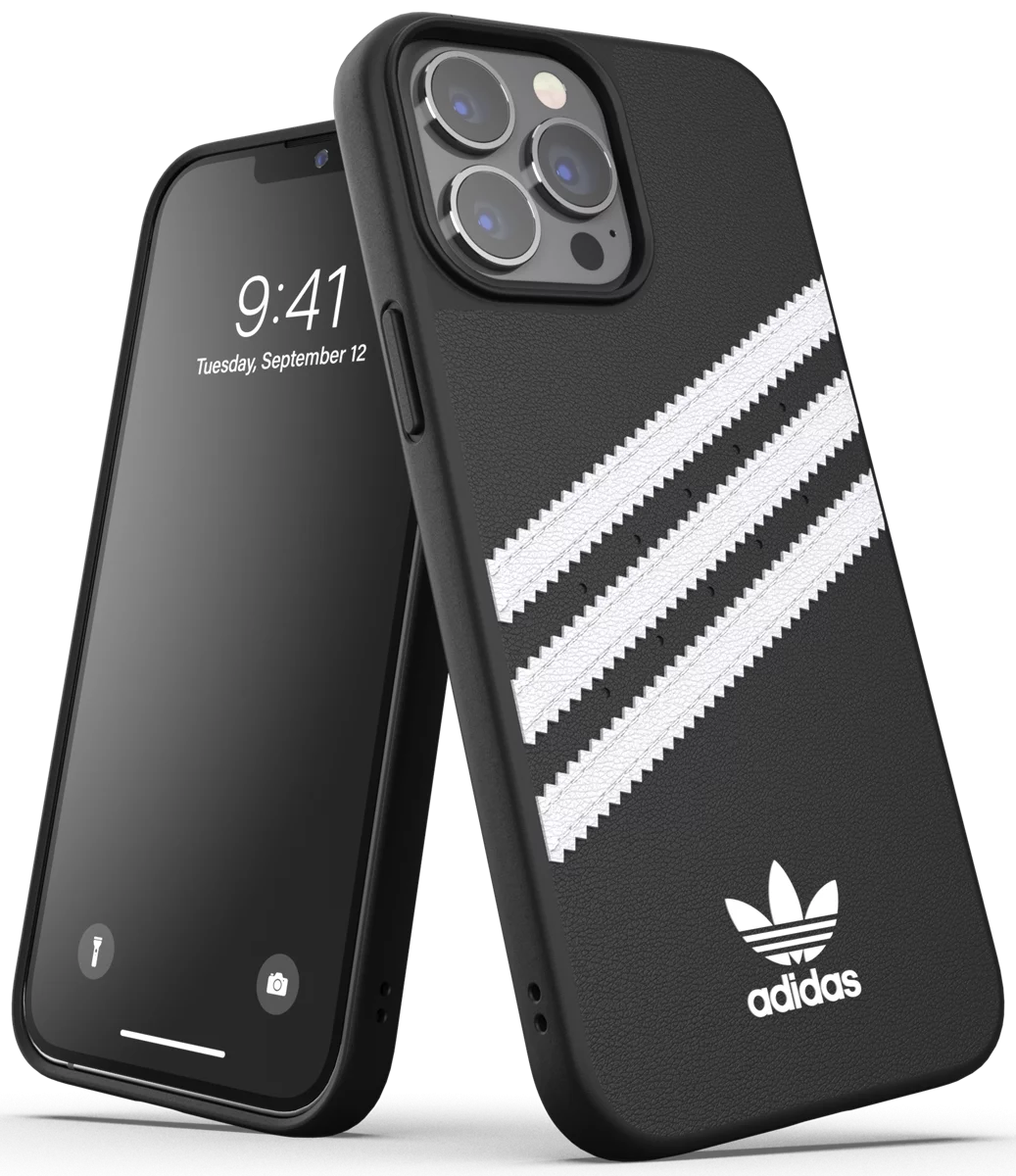 Levně Kryt adidas OR Moulded Case PU FW21 for iPhone 13 Pro Max black/white (47142)