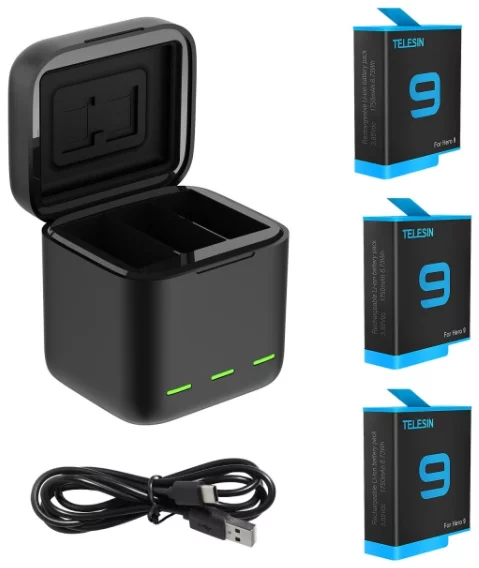 E-shop Nabíjačka Telesin 3-slot charger box for GoPro Hero 9 / Hero 10 + 3 batteries (GP-BNC-902)