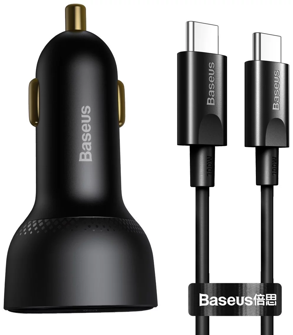 Nabíjačka do auta Baseus Superme Car charger, USB, USB-C, 100W + USB-C cable (black)