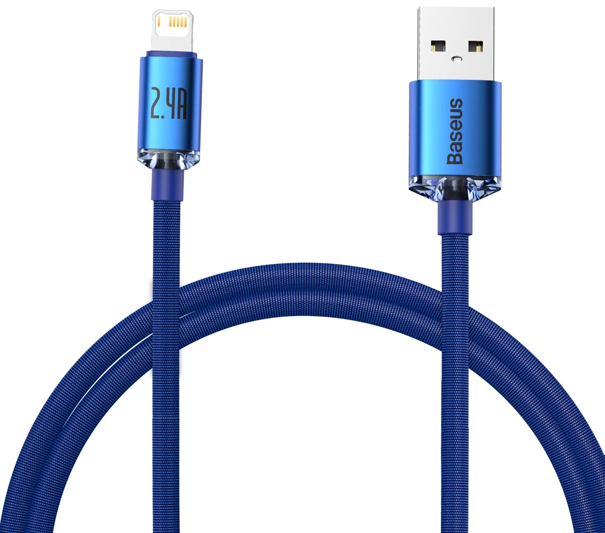 Levně Kabel Baseus Crystal cable USB to Lightning, 2.4A, 1.2m (blue)