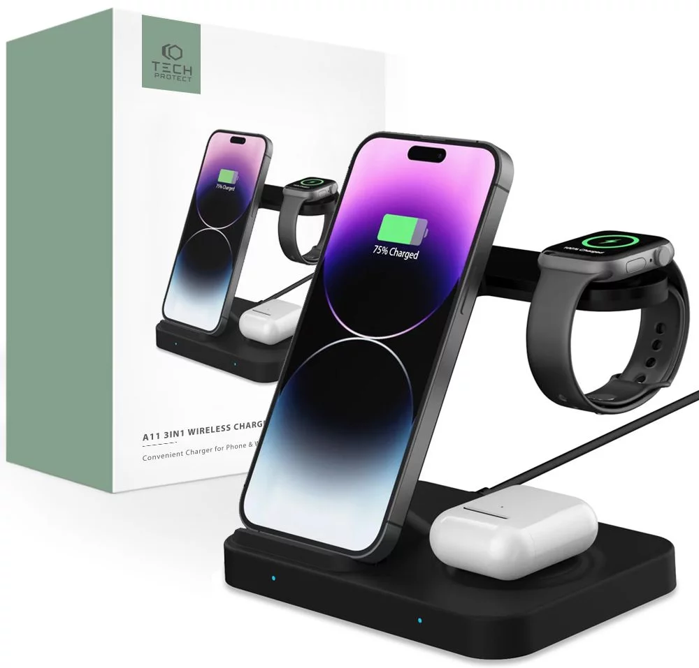 TECH-PROTECT A11 3IN1 WIRELESS CHARGER BLACK (9589046920134)