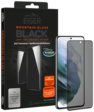 Eiger GLASS Mountain BLACK 3D Privacy Screen Protector for Samsung Galaxy S22