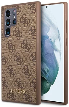 Guess GUHCS22LG4GFBR S22 Ultra S908 brown hard case 4G Metal Gold Logo (GUHCS22LG4GFBR)