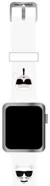 E-shop Remienok Karl Lagerfeld Strap KLAWLSLCKW Apple Watch 42/44/45mm white strap Silicone Karl & Choupette Heads (KLAWLSLCKW)