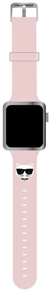 Remienok Karl Lagerfeld Strap KLAWLSLCP Apple Watch 42/44/45mm pink strap Silicone Choupette Heads (KLAWLSLCP)