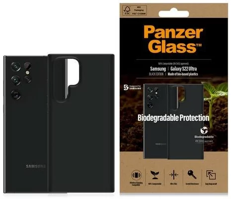 Levně Kryt PanzerGlass BiodegradableCase Samsung S22 Ultra G908 black (0376)