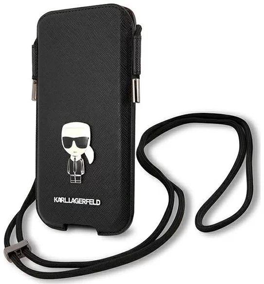 Huse Karl Lagerfeld BagklHCP12LophKMK 6,7" hardcase negre Saffiano Ikonik Kar`s (KLHCP12LOPHKMK)