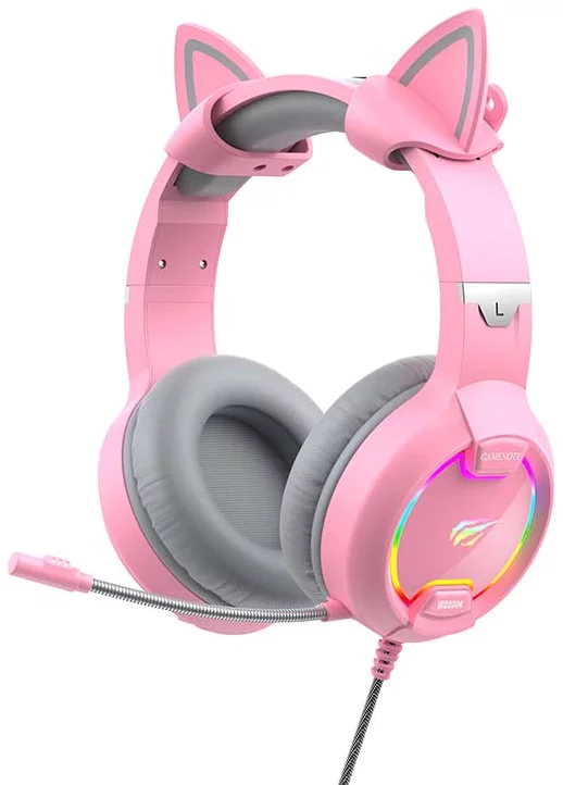 Levně Sluchátka Havit GAMENOTE H2233d Gaming headphones RGB (pink)