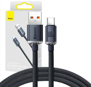 Baseus Crystal Shine USB-Kabel zu USB-C, 100W, 1,2m (schwarz)  