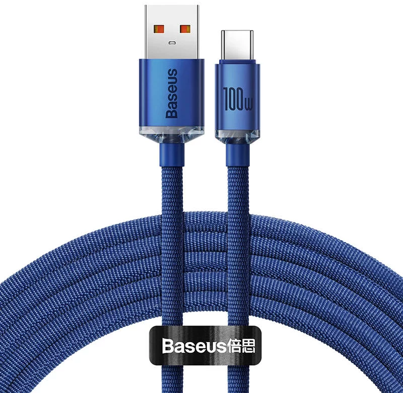 Kábel Baseus Crystal Shine cable USB to USB-C, 5A100W1.2m (blue)
