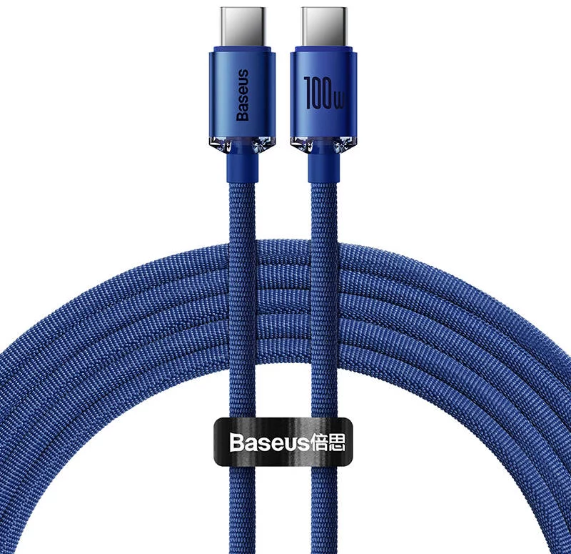 Kábel Baseus Crystal Shine cable USB-C to USB-C, 100W, 1.2m (blue)