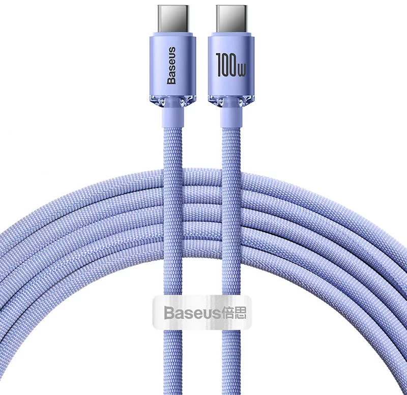 Kábel Baseus Crystal Shine cable USB-C to USB-C, 100W, 1.2m (purple)